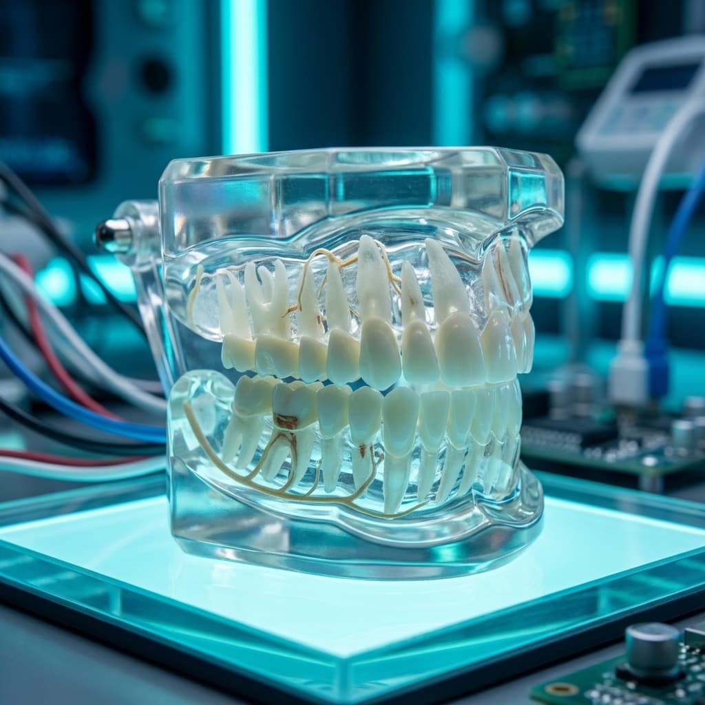 Modelo dental de alta fidelidad estética con iluminación profesional